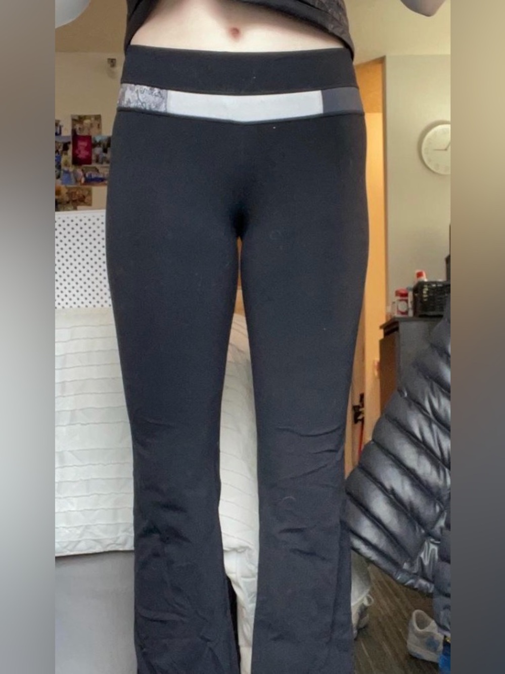 Lululemon Groove Yoga Pants Black Gray Waistband Size 6